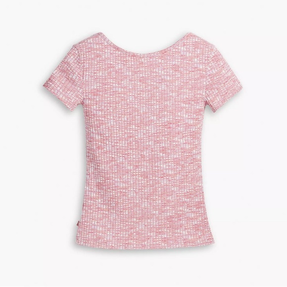 NWT sold out Levi’s BODEGA OPEN NECK SHORT SLEEVE SHIRT color space dye Red sz S - Picture 4 of 6